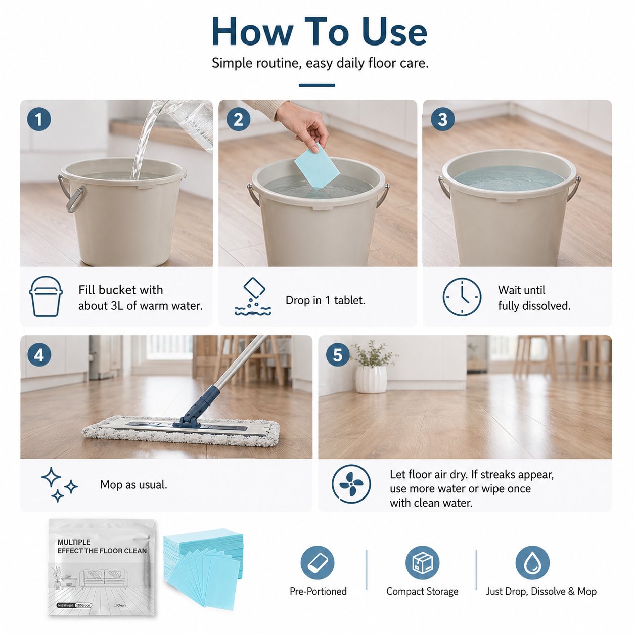 【ONLY $12.99 EACH🔥LAST DAY 50% OFF -100-Piece Multi-Surface Floor Cleaning Tablets