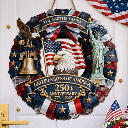 【❤️50% off】🇺🇸 Veteran Handmade Patriotic Wood Wreath – 1776–2026 America 250
