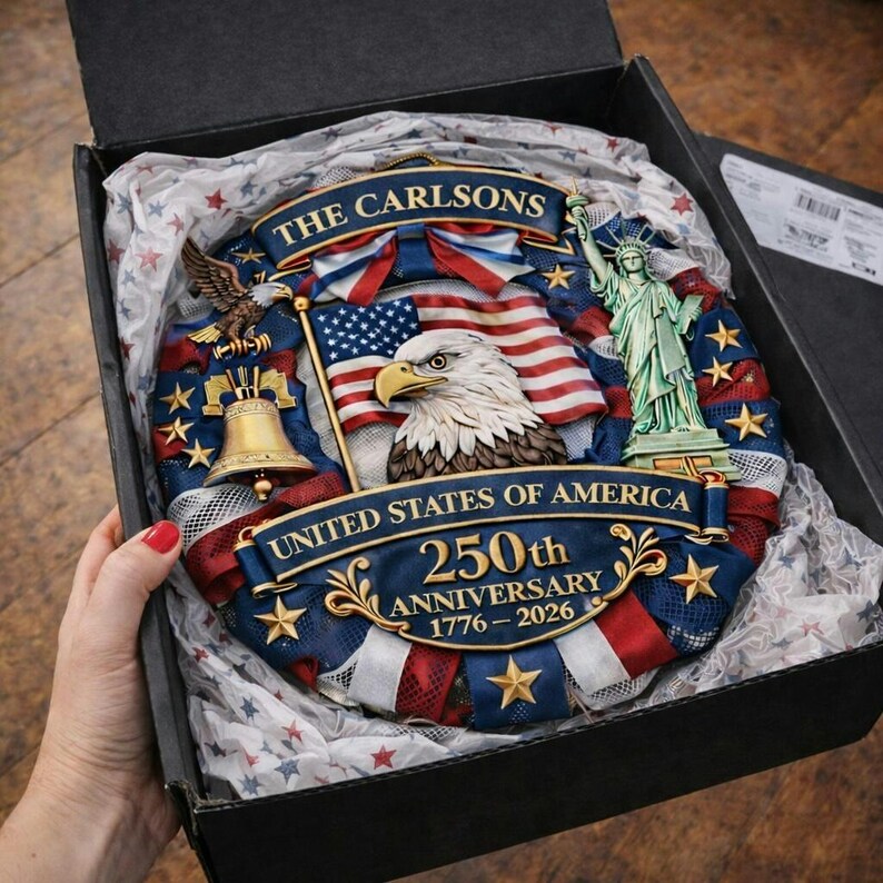 【❤️50% off】🇺🇸 Veteran Handmade Patriotic Wood Wreath – 1776–2026 America 250