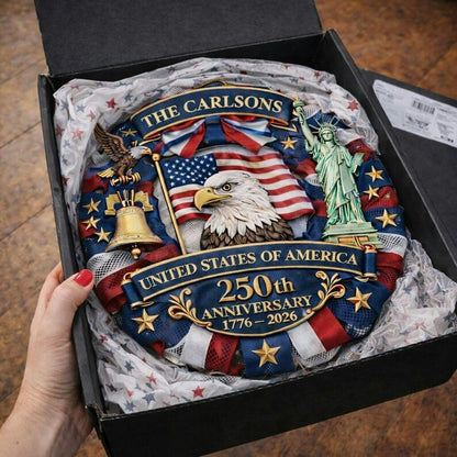 【❤️50% off】🇺🇸 Veteran Handmade Patriotic Wood Wreath – 1776–2026 America 250