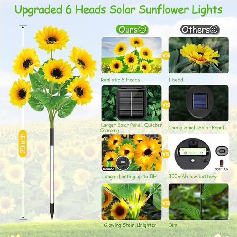 🌻50% off🌞Solar LED Sunflower Garden Lights-29.6inch/74cm