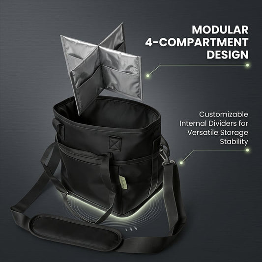 Family Size 4-Compartment Drink Carrier Bag for Coffee Cups & Tumblers