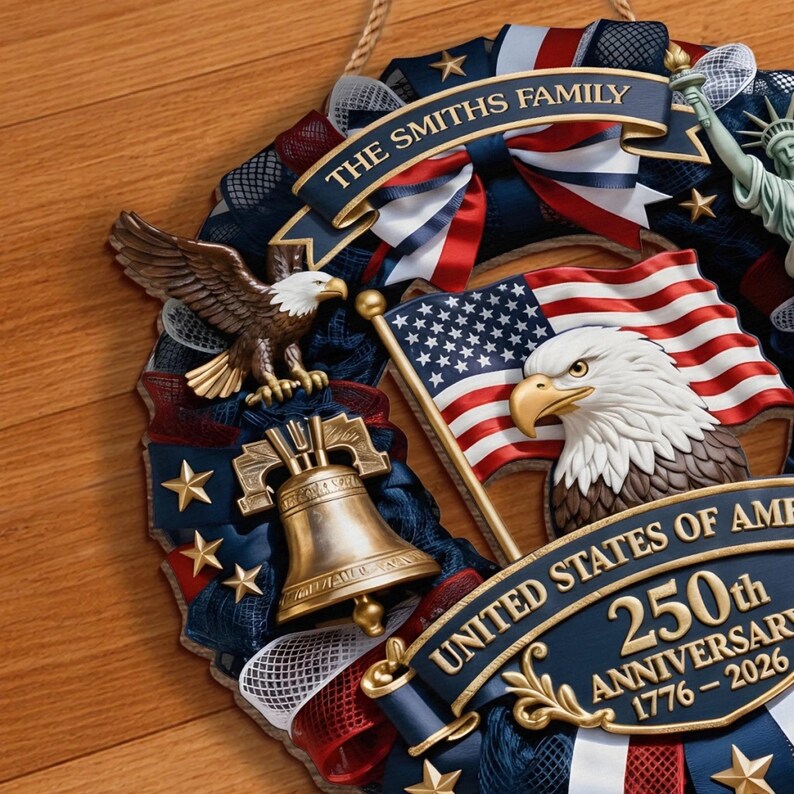 【❤️50% off】🇺🇸 Veteran Handmade Patriotic Wood Wreath – 1776–2026 America 250