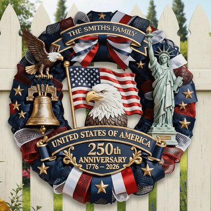 【❤️50% off】🇺🇸 Veteran Handmade Patriotic Wood Wreath – 1776–2026 America 250