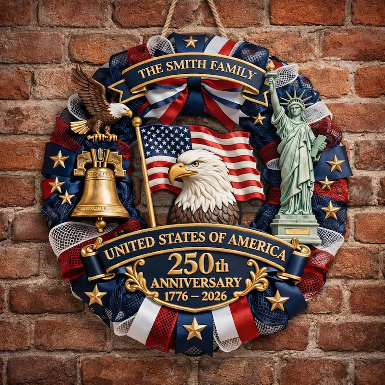 【❤️50% off】🇺🇸 Veteran Handmade Patriotic Wood Wreath – 1776–2026 America 250