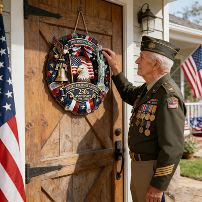 【❤️50% off】🇺🇸 Veteran Handmade Patriotic Wood Wreath – 1776–2026 America 250