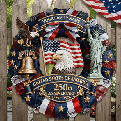 【❤️50% off】🇺🇸 Veteran Handmade Patriotic Wood Wreath – 1776–2026 America 250