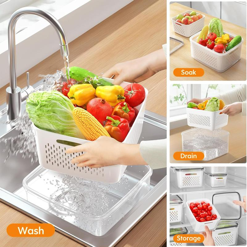 Food Storage Containers for Fridge with Removable Colander