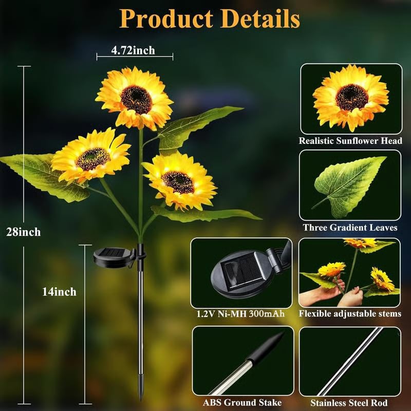 🌻50% off🌞Solar LED Sunflower Garden Lights-29.6inch/74cm